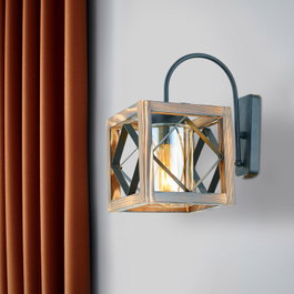 Opviq Lámpara de Pared Zikzak Camlı en Nogal y Negro